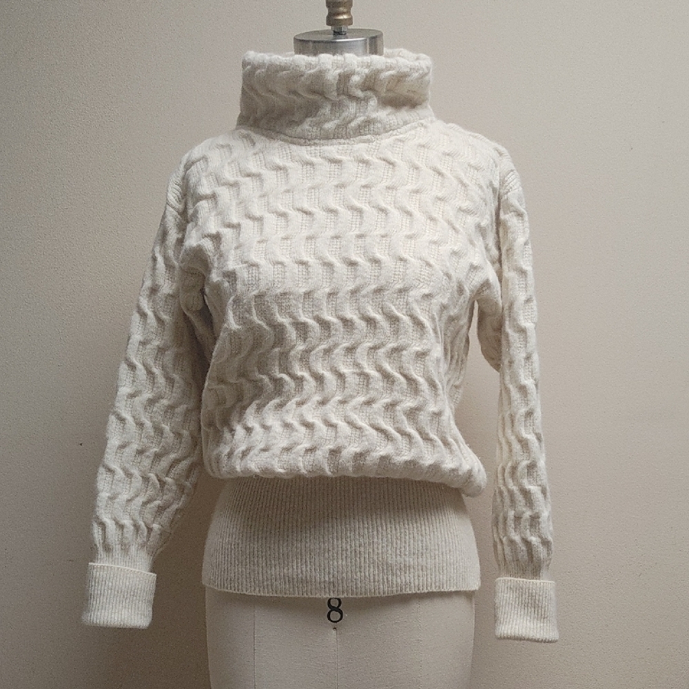 Ivory Wool Cashmere Angora Pullover Sweater